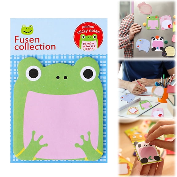 HonestMatter Animal Shape Sticky Notes, Kawaii Animal Memo Pads, Decorative Stationery Stickers, Cute Zoo Design, For Office Home, Frog Shape