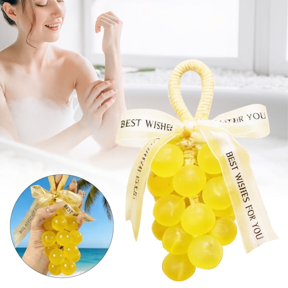 HonestMatter Barebells Protein Bar, Handmade Grape Soap, Grape Shaped Hanging Soap, Decorative DIY Soap on a Rope for Hand Washing and Home Decor, Yellow Soap Bar