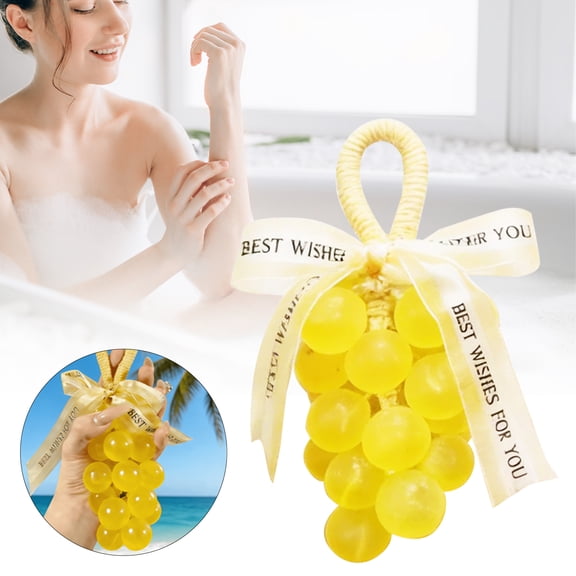 HonestMatter Barebells Protein Bar, Handmade Grape Soap, Grape Shaped Hanging Soap, Decorative DIY Soap on a Rope for Hand Washing and Home Decor, Yellow Soap Bar