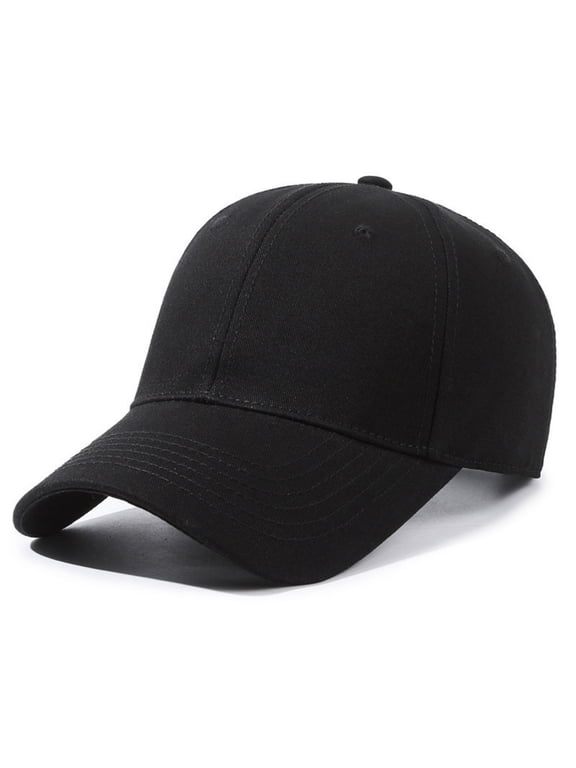 Big Head Baseball Cap, Cotton Oversize Dad Hat for Men, Adjustable Strapback Sun Hat for Outdoor Sports, Black
