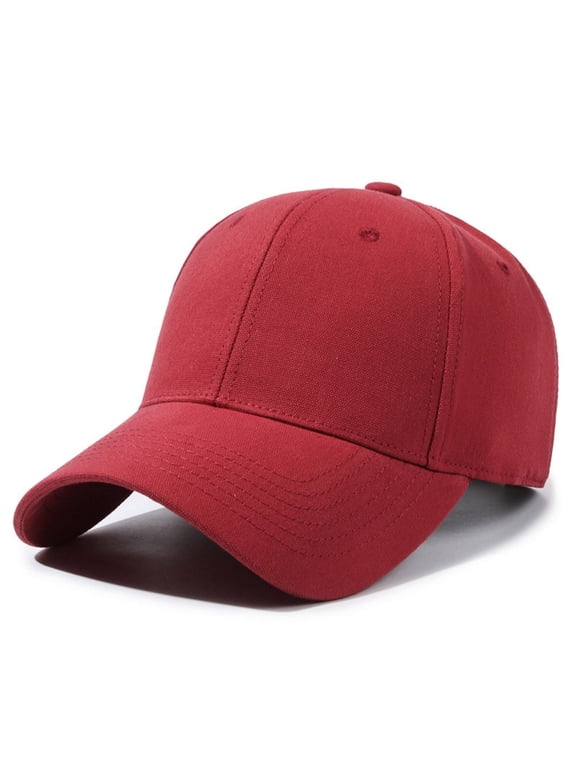 Big Head Baseball Cap, Cotton Oversize Dad Hat for Men, Adjustable Strapback Sun Hat for Outdoor Sports, Red