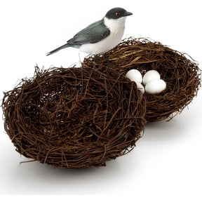 HonestMatter Bird Nest, 8cm Handmade Artificial Nest for Crafts Decor, Rustic Natural Hummingbird Decorative Prop for Easter Wedding Patio Garden, 1 Pack