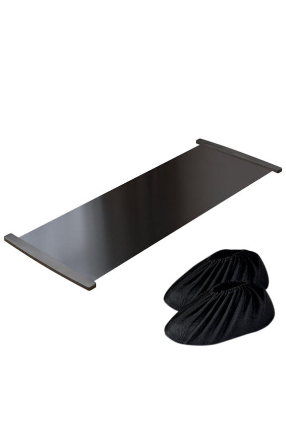Black 5.25 Ft Indoor Ski Training Mat Set with Shoe Covers Sliding Mat Speed Skating Trainer for Home Workout Family Fitness Exercise