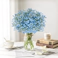 thumbnail image 1 of HonestMatter Blue Artificial Flowers, 6 Pack Babys Breath Fake Gypsophila Bouquet with Silk Ribbon, Real Touch Faux Floral for Wedding Home Vase Centerpieces, 1 of 6