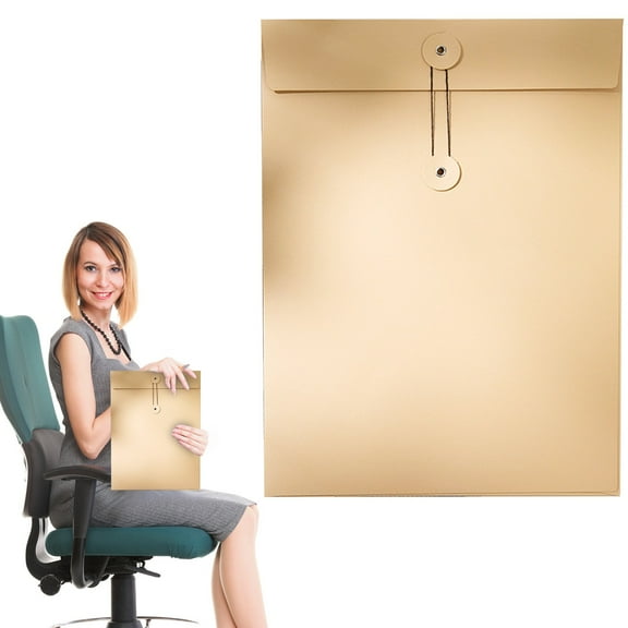 HonestMatter Business Document Organizer, Heavy Duty Kraft Paper Folder, Button Sealing File Envelope, Fashionable Professional Storage, 12.99x9.41 Inches Beige