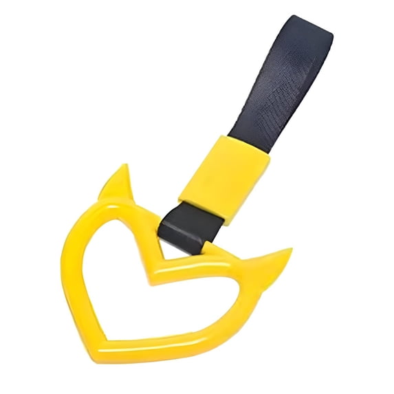 HonestMatter Car Handle Strap, Heart Shape Drift Pendant for Rear Bumper, Devil Heart Charm for Car Exterior Accessories, Yellow