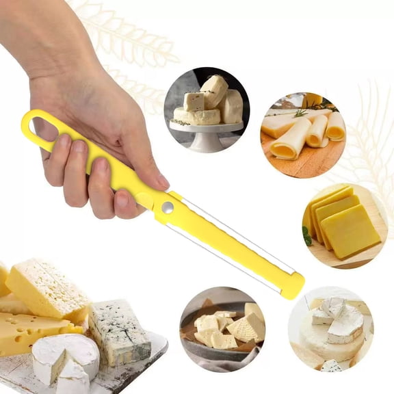 HonestMatter Cheese Cutter, Cheese Slicer Wire with Non-Slip Handle, Butter Cutter and Slicer for Block Cheese, Versatile Food Grade Plastic Tool, Yellow