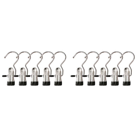 HonestMatter Clothes Hangers, Pants Hangers with Clips for Trousers, Hangers with Clips Stainless Steel 360 Swivel Hook for Skirts and Towels, 10 Pack, Black