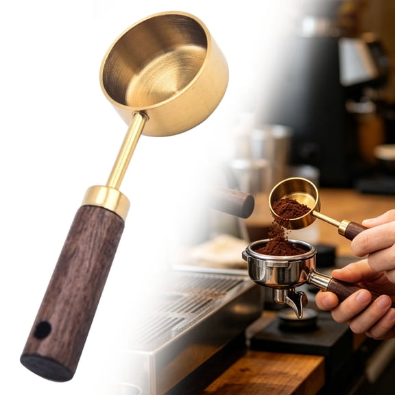HonestMatter Coffee Measuring Spoon, 15ml (1 Tablespoon) Scoop, Stainless Steel Wood Handle for Ground Coffee Tea Powder, Baking Kitchen Tool, Gold