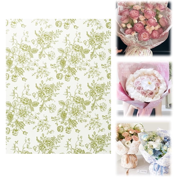 HonestMatter Craft Wrapping Paper, 20 Sheets Vintage Floral Gift Wrap With Rose Pattern, Decorative Paper Roll For Wedding Birthday And DIY Projects