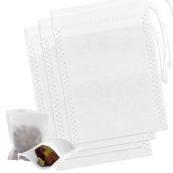 HonestMatter Disposable Tea Bags for Loose Tea Empty Tea Filter Bags Drawstring Tea Infuser Bags Easy Fill Seal for Herbs DIY Infusions White 100PCS
