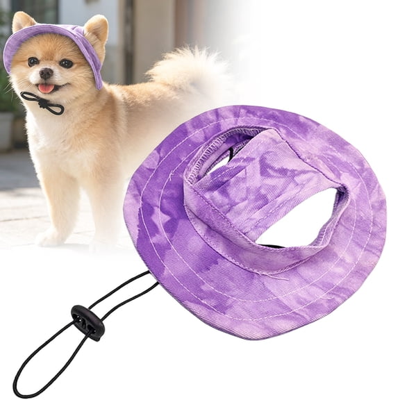 HonestMatter Dog Hat, Hats for Dogs with Ear Holes, Dog Bucket Hat for Summer Sun Protection, Breathable Cotton Baseball Cap for Small Dogs, Purple, Size S