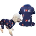thumbnail image 1 of HonestMatter Dog Jumpsuit Pet Pajamas Warm Puppy Jumpsuit Cotton Blend Winter Outfit for Small Dogs Cats Love Print Blue XL, 1 of 9