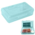 thumbnail image 1 of HonestMatter Double Layer Plastic Pencil Case, Transparent Crayon Storage Box, Hard Shell Stationery Organizer, Secure Button Lid, Light Blue, 1 of 9