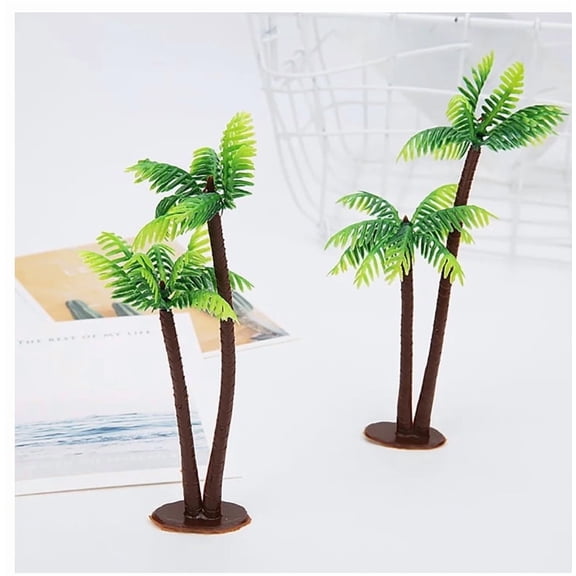HonestMatter Fake Palm Tree, Palm Tree Decor for Cake Topper, Miniature Coconut Tree Model, Artificial Plant for Rainforest Terrarium Display, Green, 1 Pack