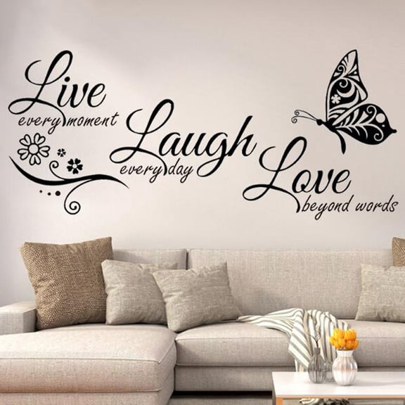 HonestMatter Family Wall Sticker, Love Live Butterfly Decals for Bedroom, Removable PVC Wall Art for Living Room, 22.8x10.6 inch, Inspirational