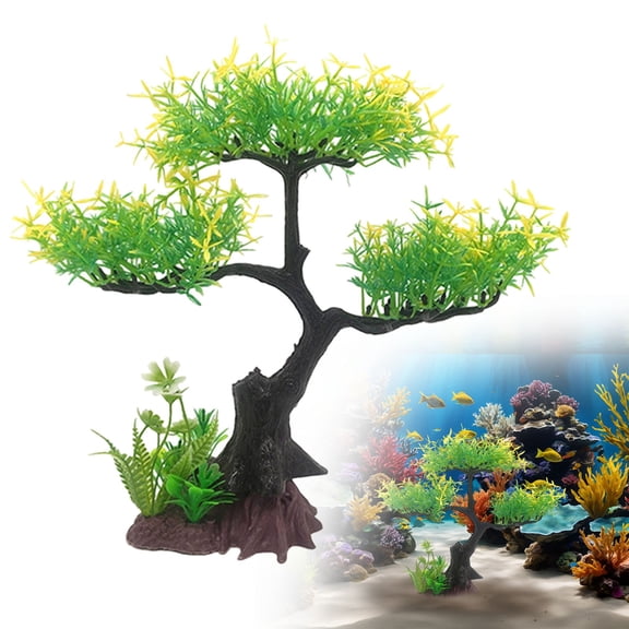 HonestMatter Fish Tank Decor, Realistic Artificial Cherry Blossom Tree, Aquarium Ornament Plastic Plant for Betta Cichlid, 1 Piece Underwater Hideaway