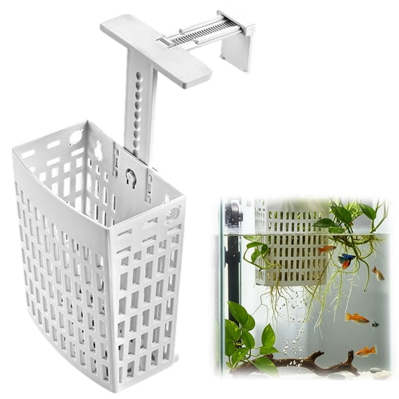 HonestMatter Fish Tank Plant Holder, Aquarium Plant Holder with Adjustable Clamp, Plant Holder for Fish Tank Hydroponic Basket, 1 Pack