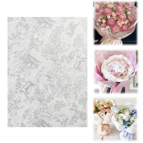 HonestMatter Floral Wrapping Paper, 20 Sheets Vintage Gift Wrap With Rose Pattern, Decorative Craft Paper Roll For Wedding Birthday And DIY Projects
