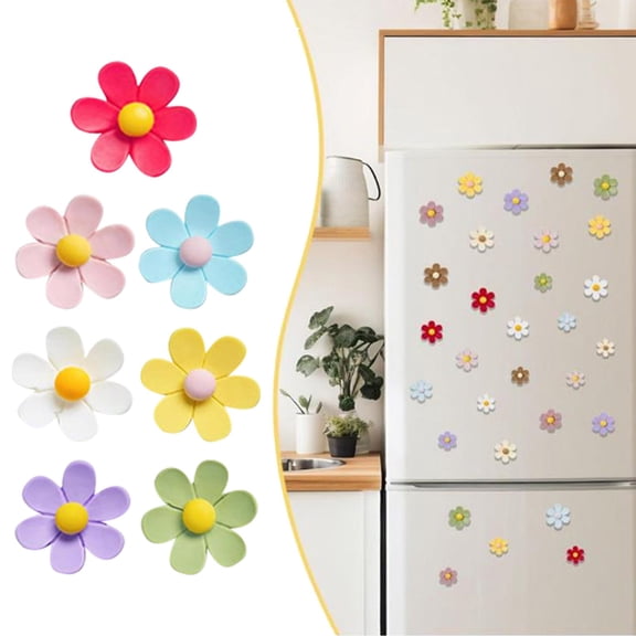 HonestMatter Flower Shaped Fridge Magnets Cute Refrigerator Magnets Colorful Decorative Magnets Funny 3D Flower Magnet for Office Kitchen Locker 1PCS Green