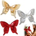 thumbnail image 1 of HonestMatter Glitter Butterfly Ornament, Christmas Tree Hanging Decor with Sparkly Finish, Holiday Butterfly Decoration for Wreath and Garland, 1 of 7