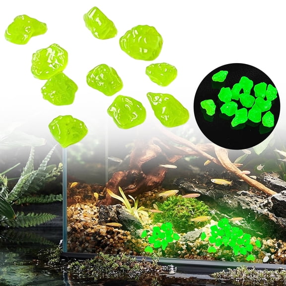 HonestMatter Glow in The Dark Stones, 10 Count Colorful Luminous Pebbles for Garden and Aquarium, Glowing Rocks for Walkways and Landscaping, 0.8 Inch, Green
