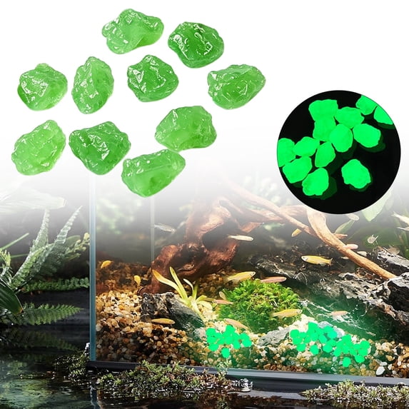 HonestMatter Glow in The Dark Stones, 10 Count Colorful Luminous Pebbles for Garden and Aquarium, Glowing Rocks for Walkways and Landscaping, 0.8 Inch, Light Green