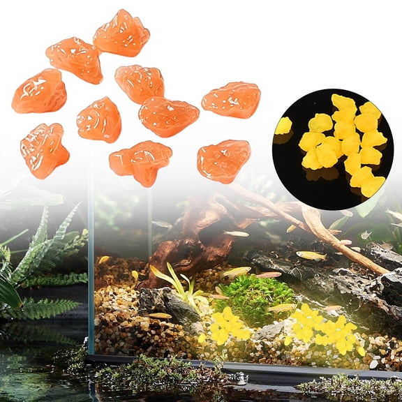 HonestMatter Glow in The Dark Stones, 10 Count Colorful Luminous Pebbles for Garden and Aquarium, Glowing Rocks for Walkways and Landscaping, 0.8 Inch, Orange