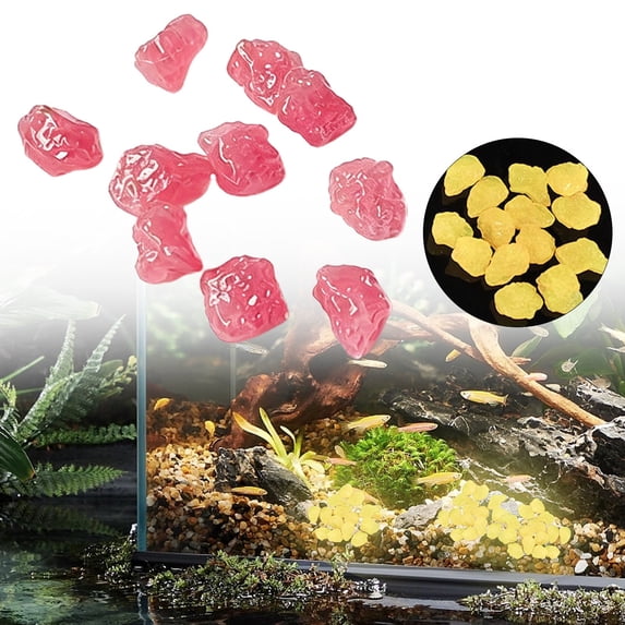 HonestMatter Glow in The Dark Stones, 10 Count Colorful Luminous Pebbles for Garden and Aquarium, Glowing Rocks for Walkways and Landscaping, 0.8 Inch, Pink