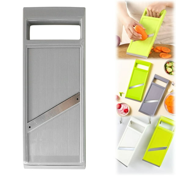 HonestMatter Grey Portable Handheld Vegetable Slicer 10.6x3.9 Inch Stainless Steel Blade Potato Carrot Slicer Ergonomic Non Slip Grip Chip Maker Dishwasher Safe for Kitchen Salad