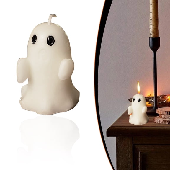HonestMatter Halloween Candles, Ghost Shaped Scented Candle, Spooky Decor Candle, 3D Soy Wax Gothic Room Decor for Dining Table, White