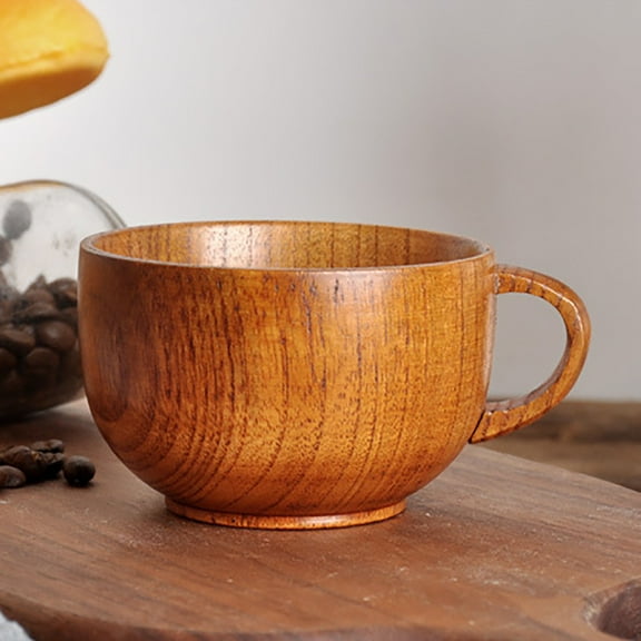 HonestMatter Handmade Wooden Mug Natural Wood Coffee Cup and Primitive Wooden Tea Cup for Hot or Cold Drinks Retro Rustic Home Decor Wood Material