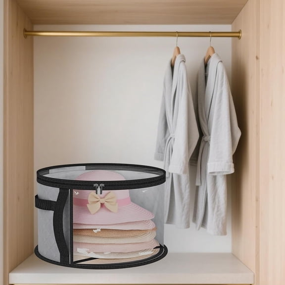 HonestMatter Hat Storage Box, 16.5x10.4 Inch Clear Window Organizer with Handles, Large Capacity Cowboy Hat Bag for Closet Travel and Caps, 1 Pack