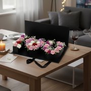 HonestMatter Heart Shaped Box I Love You Design 18x7.7x2.7 Inches Elegant Flower Box with Ribbon Accents Valentines Day Anniversary Gift Storage Black