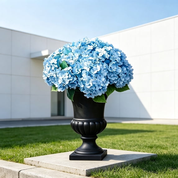 HonestMatter Hydrangea Flowers Outdoor, Fake Flowers for Outdoors, Weatherproof Artificial Hydrangea for Porch Garden, Light Blue