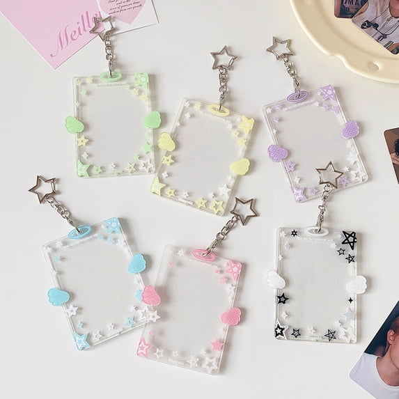 HonestMatter ID Badge Holder, Acrylic Card Holder with Keychain and Wing Design, Photo Card Holder for Credit ID Pass Student Display