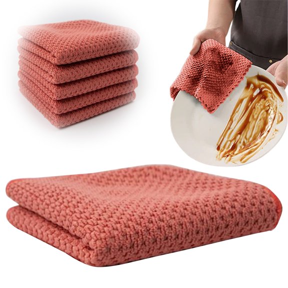 HonestMatter Kitchen Towel Cleaning Towels Kitchen Towel Set Corn Grain Fiber High Absorbent Multi Purpose Cleaning Cloth Lint Free Red 1 Count