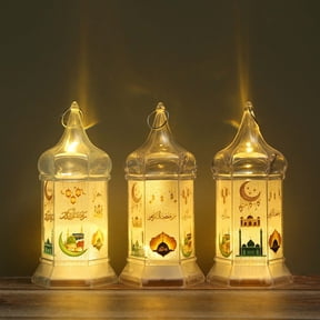 HonestMatter LED Decorative Lantern Flameless Candle Light and Ramadan Wind Lights for Home Desktop Holiday Atmosphere Decoration 6.1x2.87 Inch