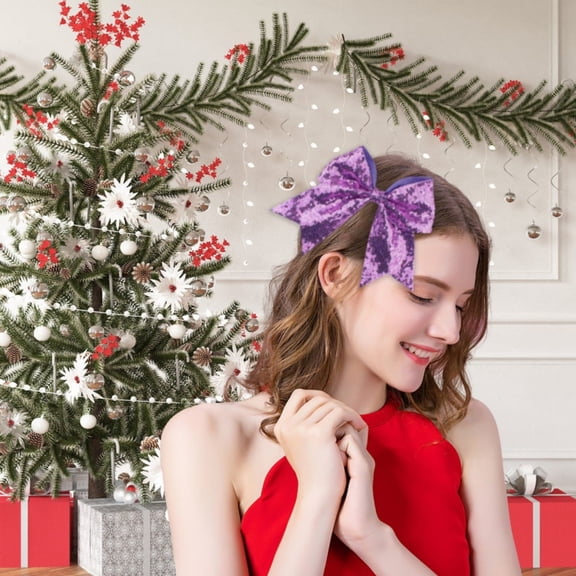 HonestMatter Large Cheer Bows Handmade Ribbon Accessories with Secure Ponytail Holders for Cheerleader Sports, Competitions, Birthdays and Christmas Gifts