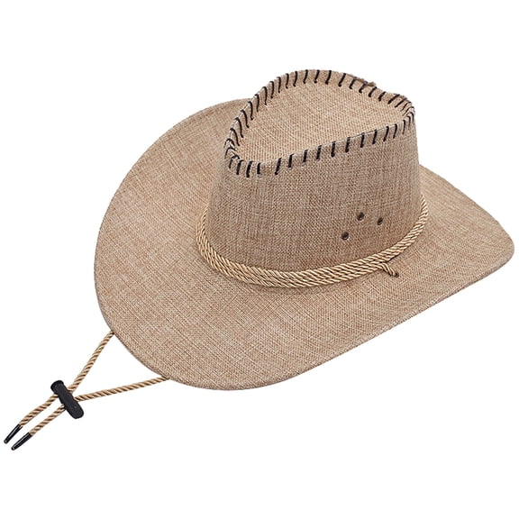 HonestMatter Men's Classic Western Hat, Brown Cowboy Hat with Embellishments, Felt Style Outdoor Hat for Rodeo Party, Adjustable Fit, Beige