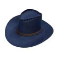 thumbnail image 1 of HonestMatter Men's Classic Western Hat, Brown Cowboy Hat with Embellishments, Felt Style Outdoor Hat for Rodeo Party, Adjustable Fit, Navy, 1 of 3