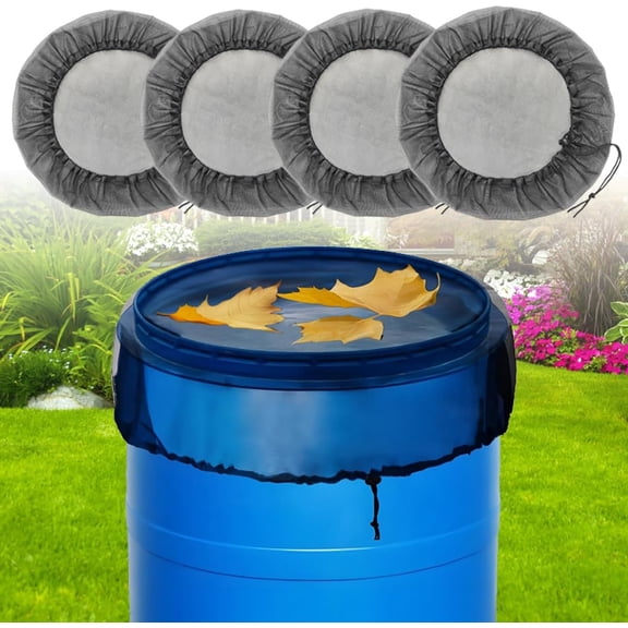 HonestMatter Mesh Cover for Rain Barrel, 37.4 Inch Rain Barrel Netting with Drawstring, Water Collection Bucket Tank Protector Screen, Polyester Net Cover for Leaves and Debris, S