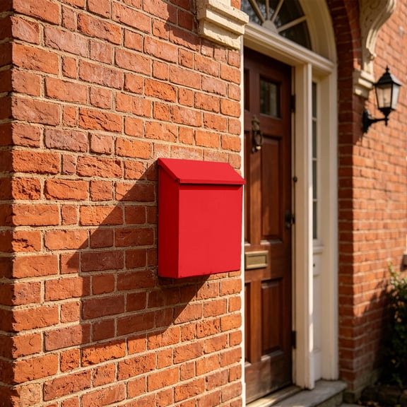 HonestMatter Metal Mailbox for Outside, Wall Mounted Mail Box with Front Door, 11.4x2.6x8.7 Inch Red Rustproof Mail Holder for Home Gate Porch