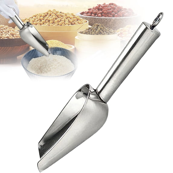 HonestMatter Mini Ice Scoop, Stainless Steel Scoops for Candy/Flour/Sugar, Small Metal Scoops for Party/Canisters Jars/Kitchen Bar/Ice Maker, Rust Proof & Dishwasher Safe(2.9in, Silver)