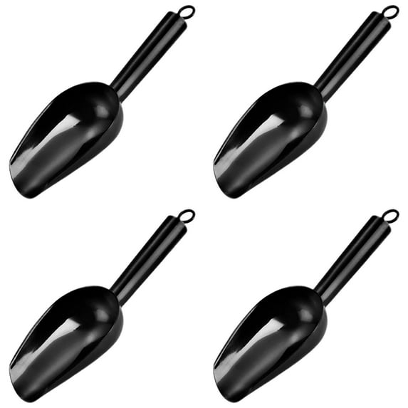 HonestMatter Mini Ice Scoop, Stainless Steel Scoops for Candy/Flour/Sugar, Small Metal Scoops for Party/Canisters Jars/Kitchen Bar/Ice Maker, Rust Proof & Dishwasher Safe(2.7in, Black, 4PCS)