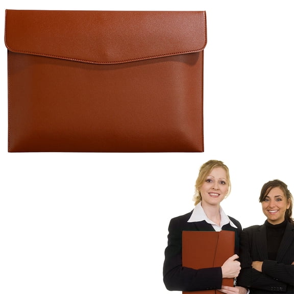 HonestMatter PU Leather Envelope Folder, Business Document Organizer, Leather File Storage Case, Multifunctional Travel Organizer, Brown