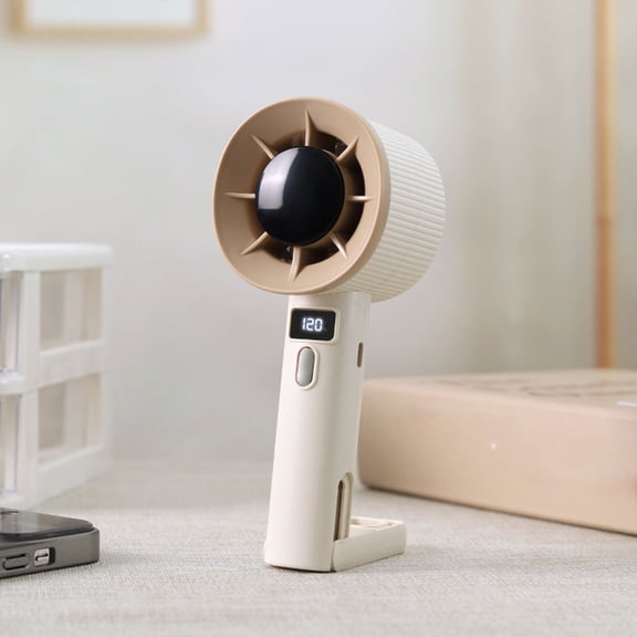 HonestMatter Personal Fan Handheld Digital Display 120 Speed Levels USB Rechargeable Portable Travel Fan for Outdoor Camping Commute Essentials Beige 1 PC