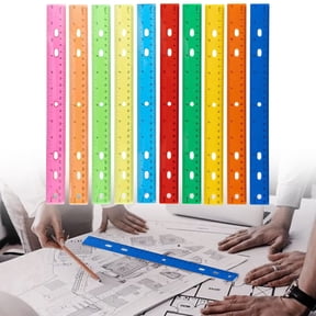 HonestMatter Plastic Straight Ruler, 12 Inch Standard Ruler, Binder Hole Measuring Tool, Accurate Dual Side Scale, Home and Office, Women Men