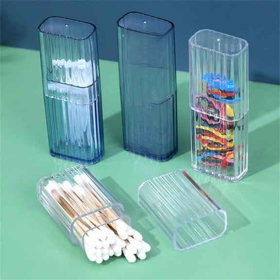 HonestMatter Portable Storage Box Travel Organizer Case Clear Small Parts Container for Toothpicks and Floss Lightweight Plastic Blue 4.7x3.1x0.8in