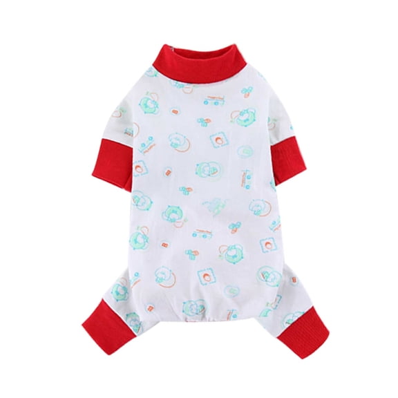 HonestMatter Puppy Pajamas Dog Clothes Pet Jumpsuit Soft Cotton Dog Onesie Cute Cartoon Print Elastic Comfort Daily Wear for Dogs Adorable Bear Pattern Size L